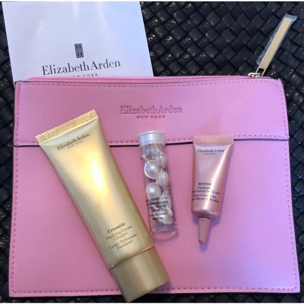ELIZABETH ARDEN - NWOT Makeup Bag & 3 Travel Size Ceramide Products $140 Value